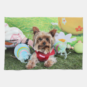 Easter - Yorkshire Terrier - Sassy Tea Towel
