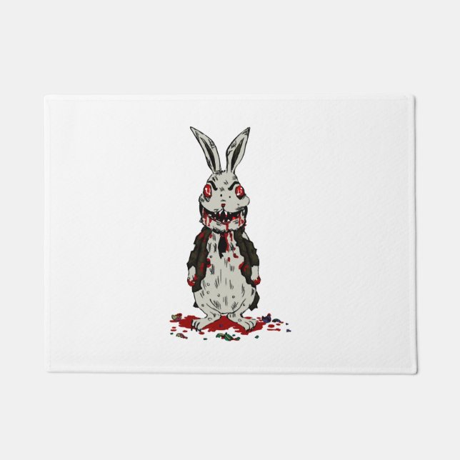 Easter Zombie Rabbit Halloween Bunny Doormat (Front)