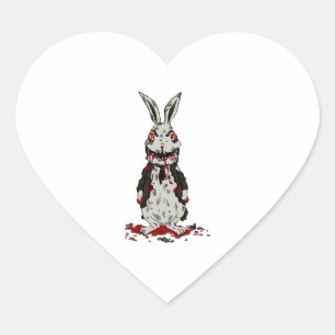 Easter Zombie Rabbit Halloween Bunny Heart Sticker