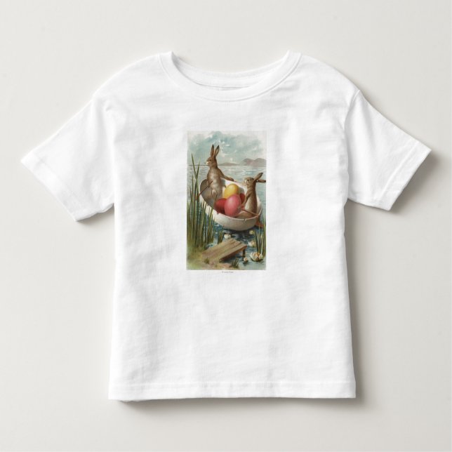 EasterBunnies in a Boat with Coloured Eggs Toddler T-Shirt (Front)