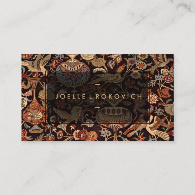 Eastern Accent Vintage Persian Carpet Pattern Business Card (Front)