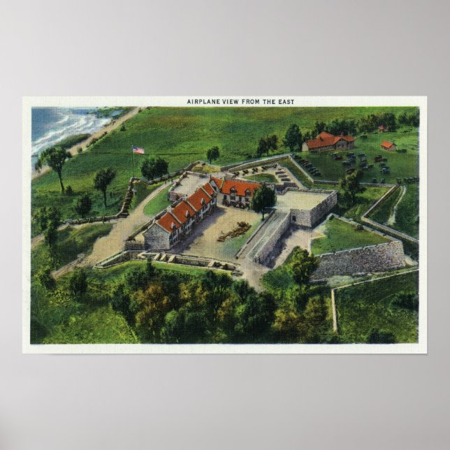 Eastern Aerial View of the Fort Grounds Poster (Front)