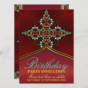 Eastern Aqua Spice Birthday Party Invitations