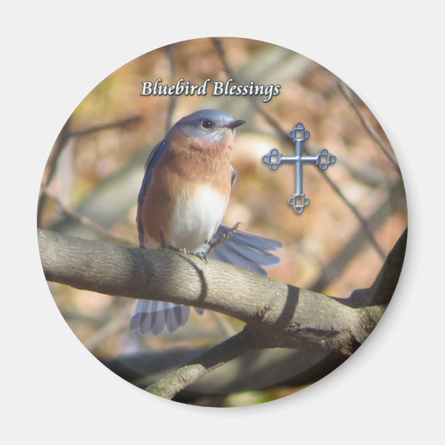 Eastern Bluebird Blessings Magnet. Magnet (Front)