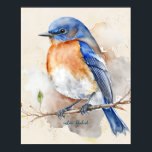 Eastern Bluebird Blue Orange Rustic Watercolor  Poster<br><div class="desc">Eastern Bluebird Blue Orange Rustic Watercolor in soft shades of blue,  orange,  and ivory on an antique-looking background to compliment your decor. Choose your preferred size and paper type and add this cute little bird to your home,  or give it as a gift to any bird lover.</div>