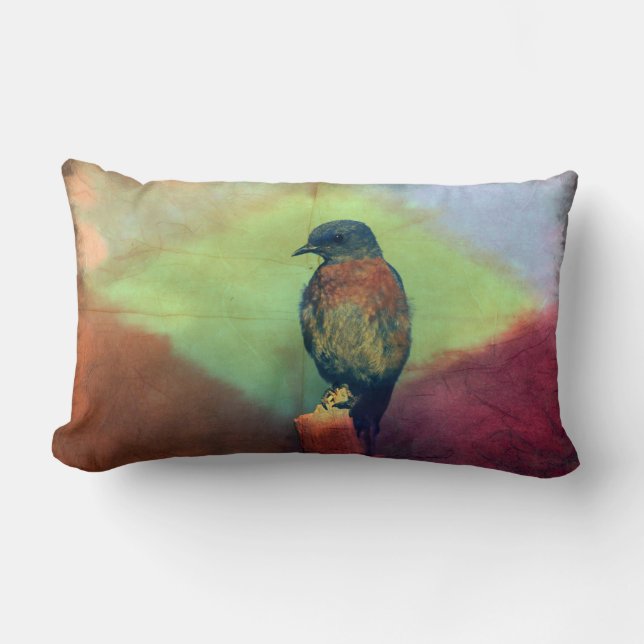 Eastern Bluebird -Colourful Diamond- Throw Pillow (Front)