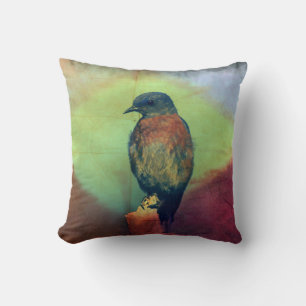 Eastern Bluebird -Colourful Diamond- Throw Pillow