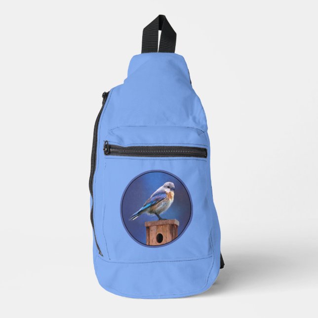 Eastern Bluebird Female Painting Original Bird Art Sling Bag (Front)