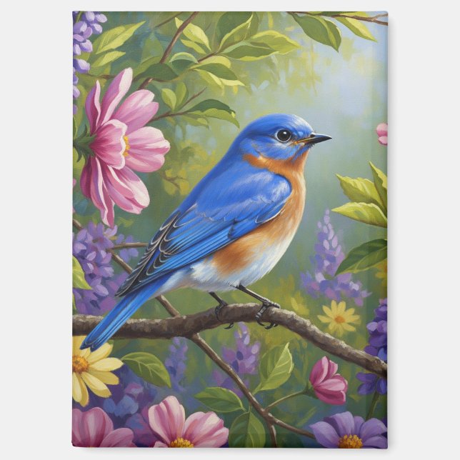Eastern Bluebird flowers Magnet (Front)