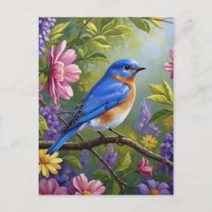 Eastern Bluebird flowers Postcard