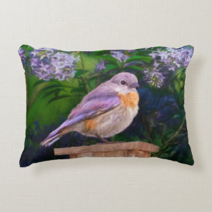 Eastern Bluebird in Snow - Original Photograph Decorative Cushion