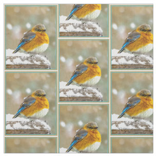 Eastern Bluebird in Snow - Original Photograph Fabric