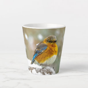 Eastern Bluebird in Snow - Original Photograph Latte Mug