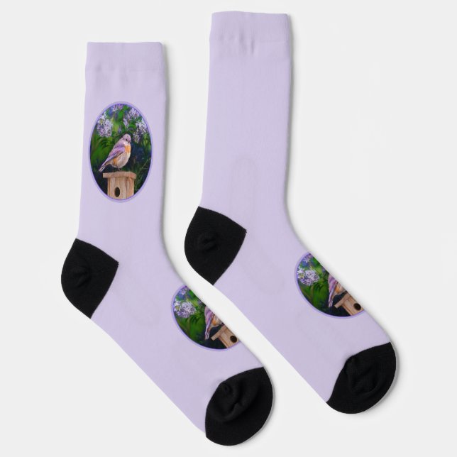 Eastern Bluebird in Snow - Original Photograph Socks (Right)