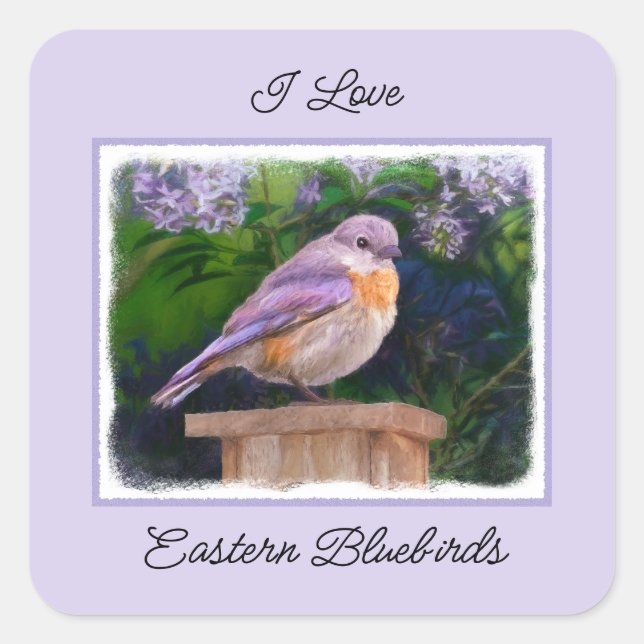 Eastern Bluebird in Snow - Original Photograph Square Sticker (Front)