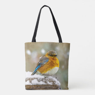 Eastern Bluebird in Snow - Original Photograph Tote Bag