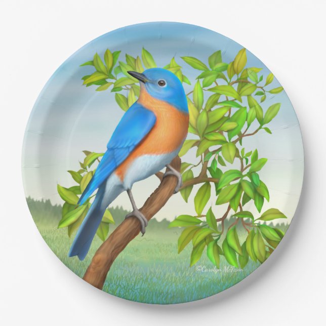 Eastern Bluebird in Tree Paper Plates (Front)