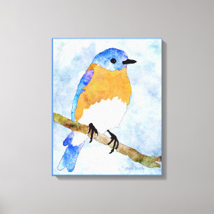 Eastern Bluebird – male -  watercolor style canvas Print