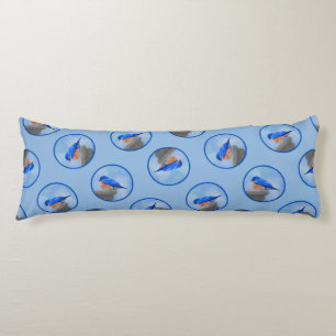 Eastern Bluebird on Birdbath Original Bird Art Body Cushion