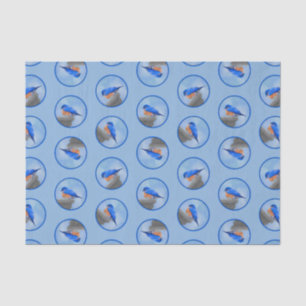 Eastern Bluebird on Birdbath Original Bird Art Tissue Paper