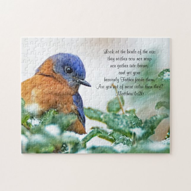 Eastern Bluebird on Ice Covered Limb Puzzle (Horizontal)