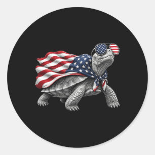 Eastern Box Turtle 4th Of July Aamerican Flag Classic Round Sticker