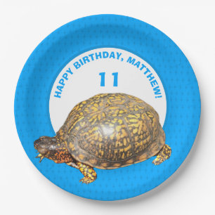 Eastern Box Turtle Bright Blue Personalised Paper Plate