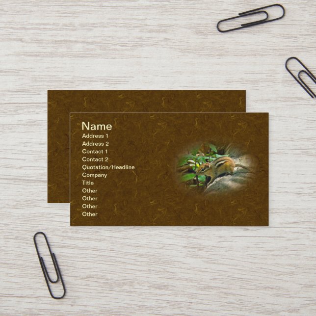 Eastern Chipmunk on Log Business Card (Front/Back In Situ)