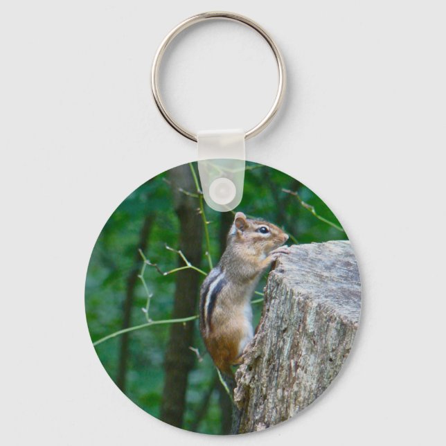 Eastern Chipmunk on Stump Key Ring (Front)