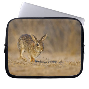 Eastern cottontail rabbit hopping laptop sleeve