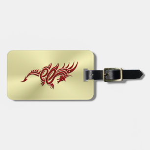 Eastern Crimson Dragon, Embossed-effect on Gold Luggage Tag