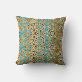 Eastern Design Throw Pillow, in Aqua & Tan Cushion