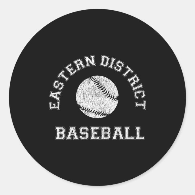 Eastern District Baseball Distressed Retro Clic  Classic Round Sticker (Front)