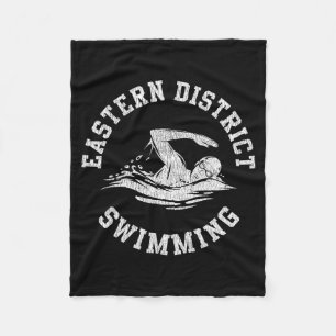 Eastern District Swimming Retro Distressed Swim Te Fleece Blanket