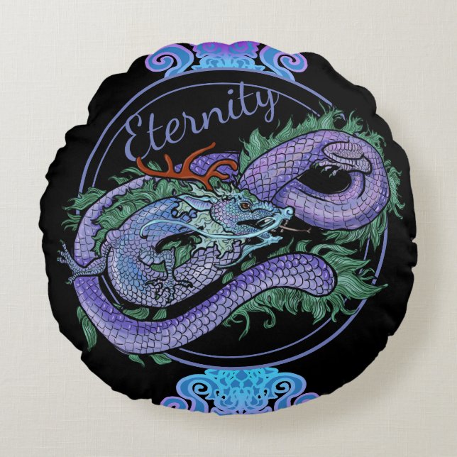 Eastern Dragon Eternity Round Cushion (Front)