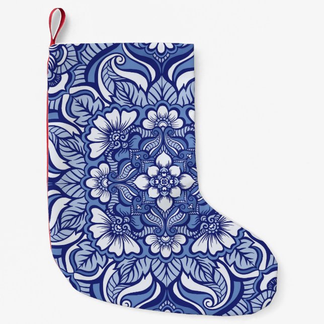 Eastern Ethnic Henna Seamless Pattern Small Christmas Stocking (Front)