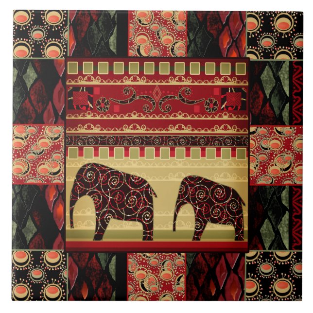 Eastern ethnic national pattern . Patchwork . Ceramic Tile (Front)