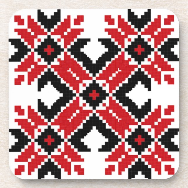 Eastern Europe Pattern, Traditional Folk, Folklore Coaster (Front)