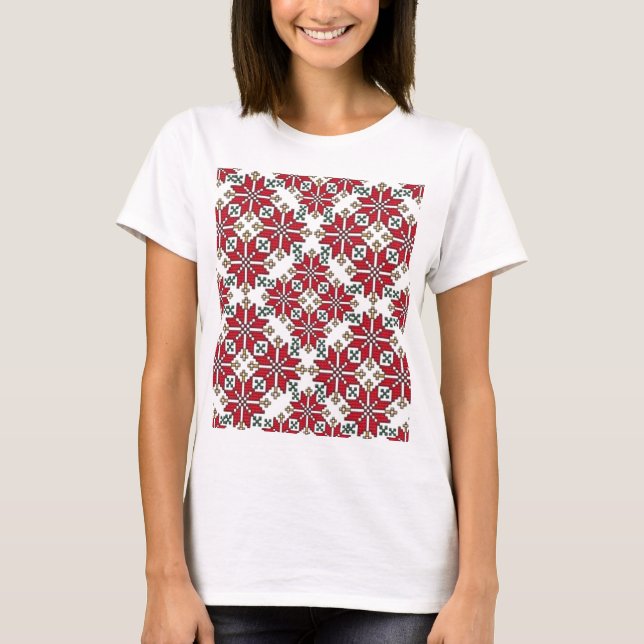 Eastern Europe Pattern, Traditional Folk, Folklore T-Shirt (Front)
