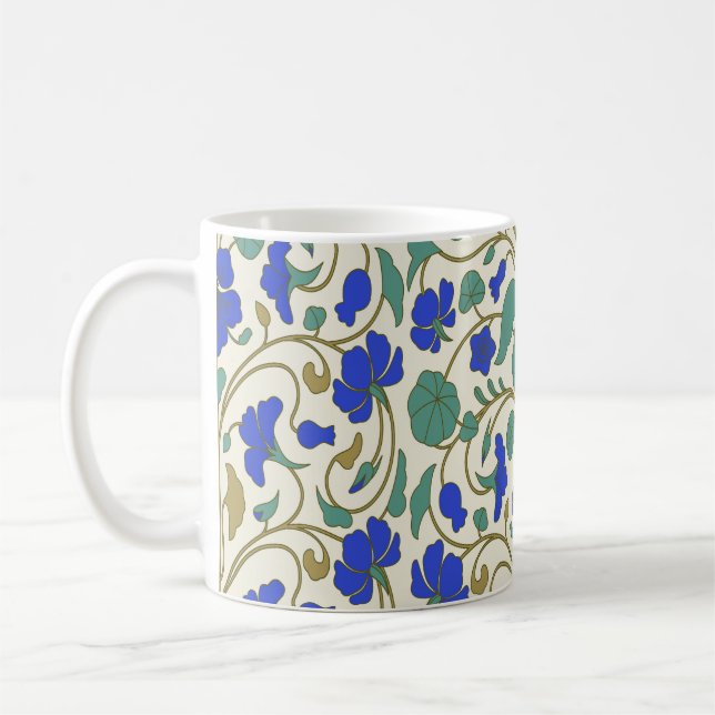 Eastern floral nasturtium, stylish pattern. coffee mug (Left)