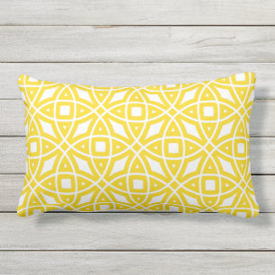 Eastern Geometric Pattern Sunny Yellow Lumbar Cushion