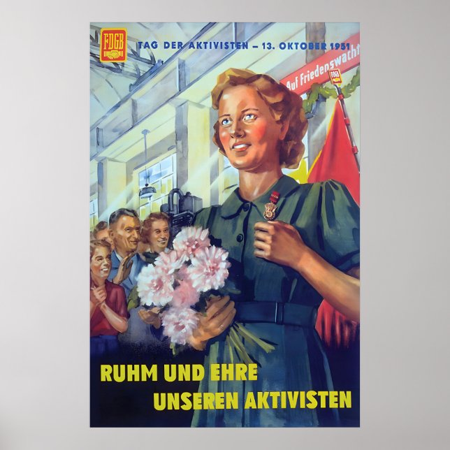 Eastern Germany Propaganda Poster FDGB glory and (Front)