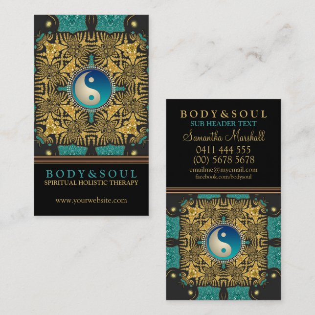 Eastern Gold Batik New Age Yin Yang Business Cards (Front/Back)