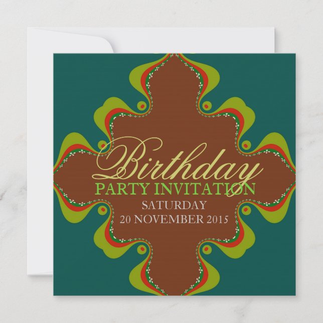 Eastern Green Goddess Party Birthday Invitations (Front)