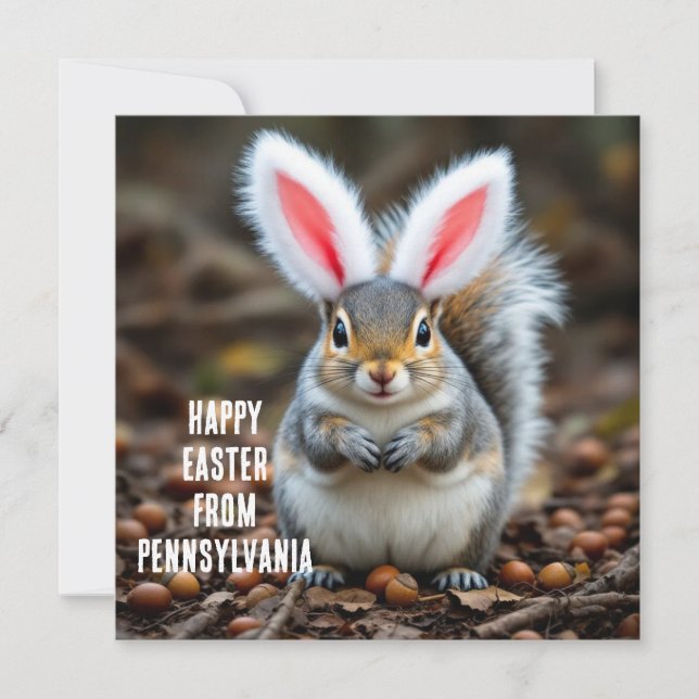 Eastern grey squirrel with rabbit ears holiday card (Front)