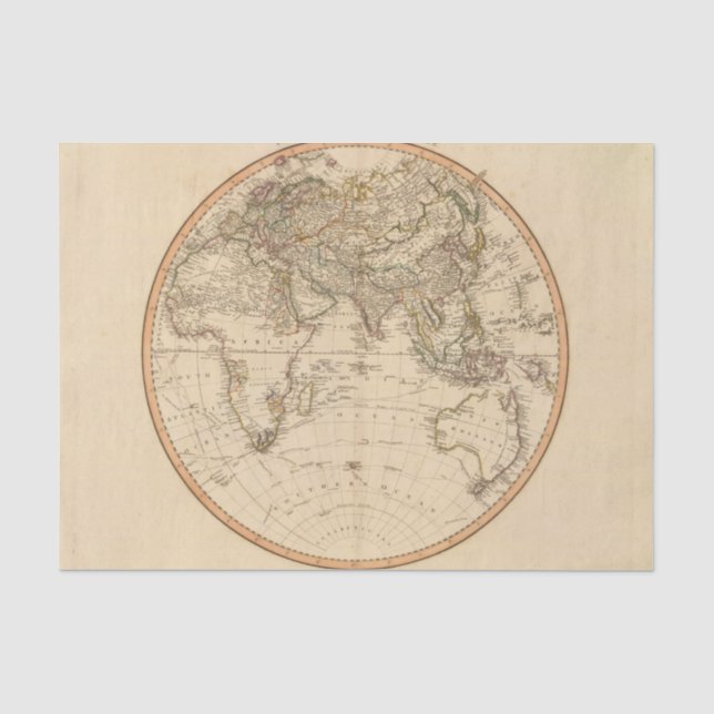 Eastern Hemisphere Circular Map Tissue Paper (Front)