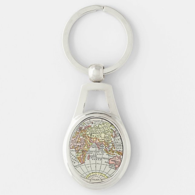 Eastern Hemisphere Map Globe Travel Art Key Ring (Front)