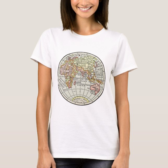 Eastern Hemisphere Map Globe Travel Art T-Shirt (Front)