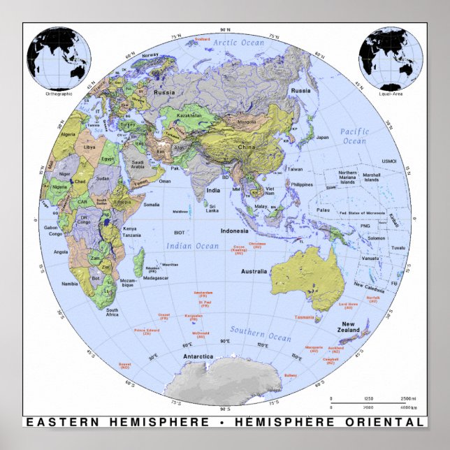  Eastern Hemisphere Map Poster (Front)