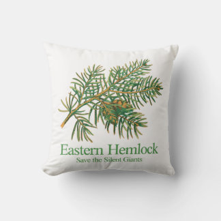 Eastern Hemlock Botanical Branch Throw Pillow